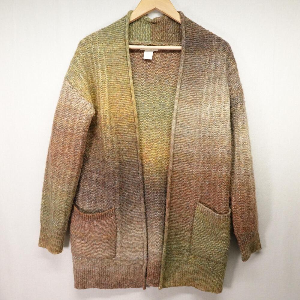 Christian Siriano Cardigan Sweater Womens XS Wool Blend Ombre Cozy Fall Fuzzy